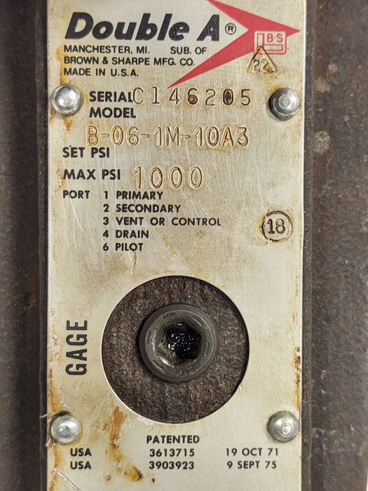 Brown & Sharpe B-06-1M-10A3 Double A Regulator
