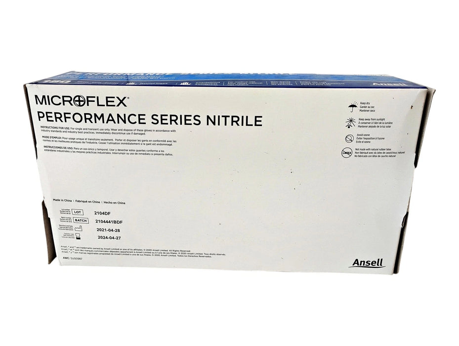 Ansell Microflex PN-290-XL X-Large Powder-Free Performance Series Nitrile Gloves