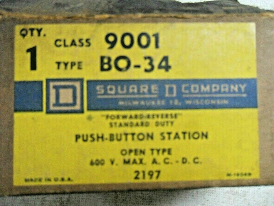 Square D 9001 BO-34 Push Button Station