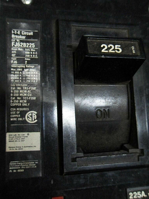 1 I-T-E FJ62B225 Circuit Breaker 225A 3P 600VAC