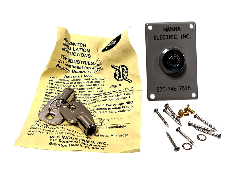 Vee Industries TVP-1 125/250 V AC 4 A Electric Keyed Switch