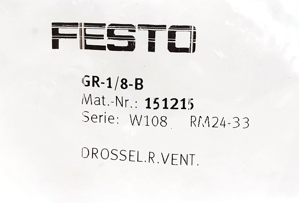 Festo GR-1/8-B Manual Flow Control Valve