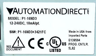 AutomationDirect P1-16ND3 12/24 V DC PLC Input Module