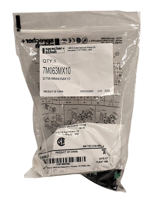Sprecher Schuh 7M063MX10 690 V AC/DC 10 A Green Momentary Pushbutton Switch