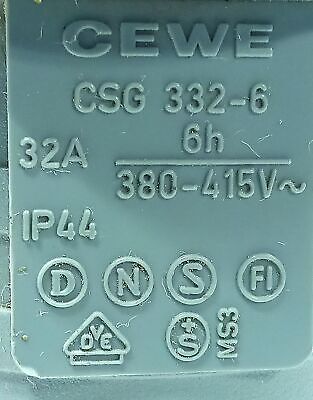 CEWE CSG 332-6 380-415 V AC 32 A 3 Phase 3 Pole 4 Wire Receptacle