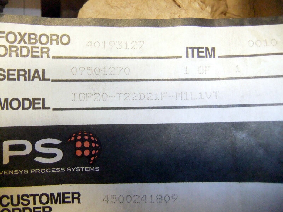 Foxboro Pressure Transmitter IGP20-T22D21F-M1L1VT