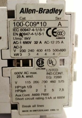 Allen-Bradley 100-C09D10 Contactor with a 100-FSC280 Surge Suppressor.