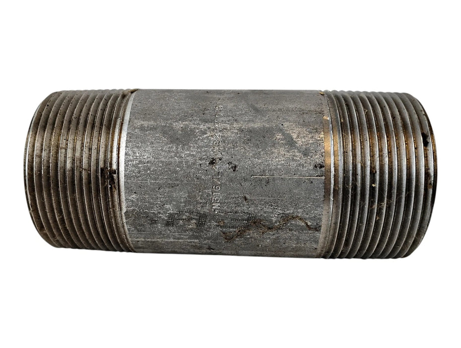 Merit Brass 6040-600 2-1/2" x 6" L MNPT Sch 40 316 Stainless Steel Pipe Nipple