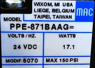 MAC Valves 6522B-000-PP-871BAAG Solenoid Valve w/ Modification 5070 and 24V Coil