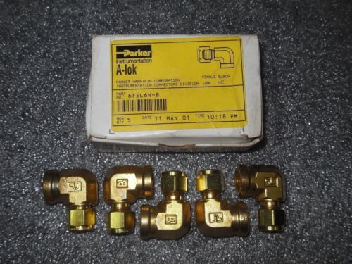 5 Parker 6Fel6N-B A-Lok Female Elbow Fittings