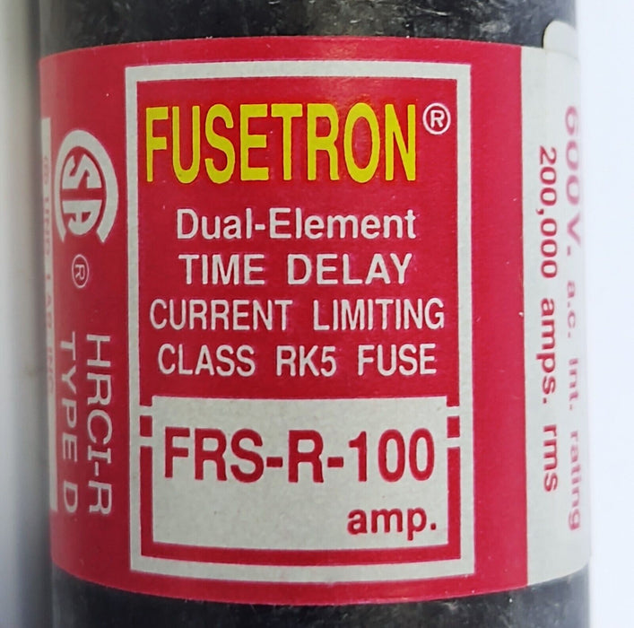 Bussmann FRS-R-100 FUSETRON 600VAC/300VDC 100A Current Limiting Time-Delay Fuse