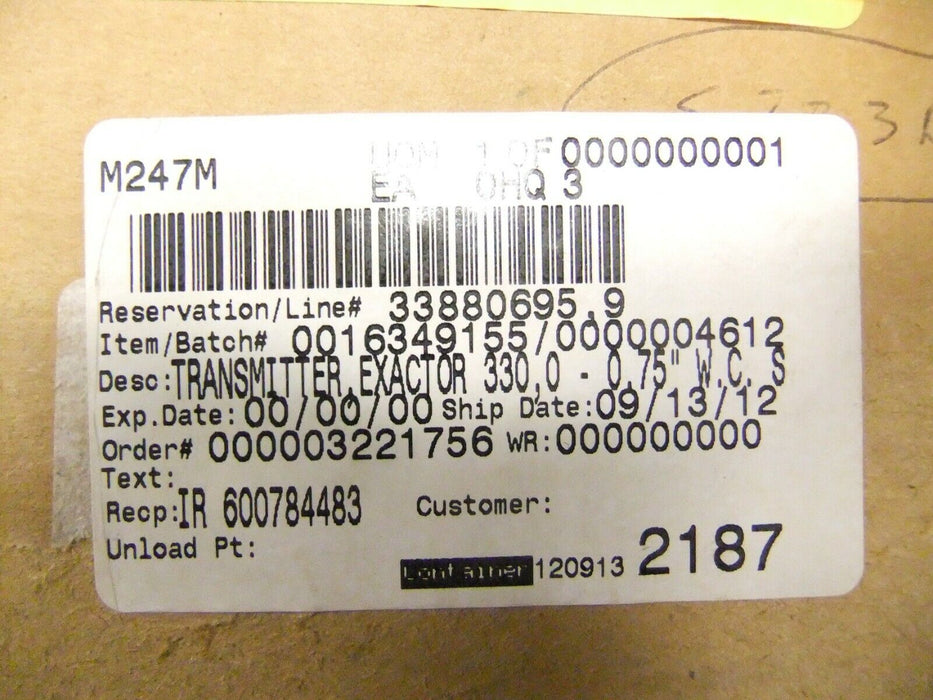 Exactor Pressure Transmitter Model 330 .75" Fixed Span