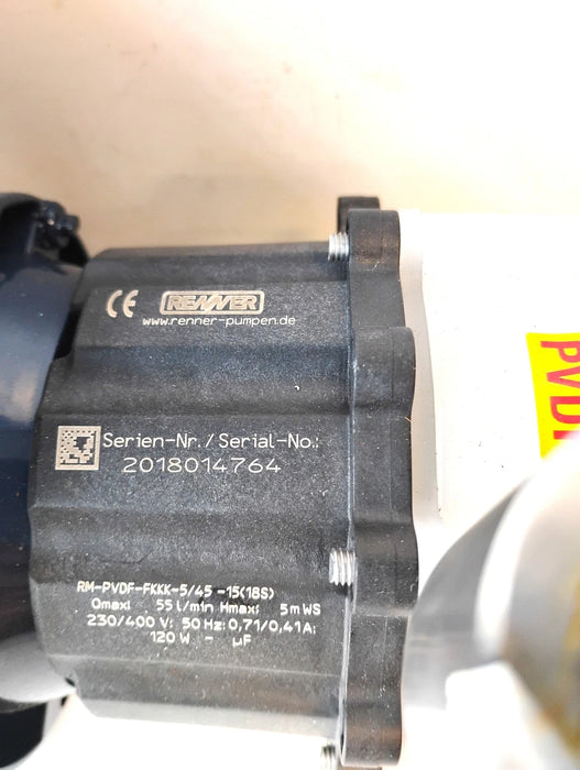 Renner RM-PVDF-FKKK-5/45-15(18S) 230/400 V 55 L/min Magnetically Coupled Pump