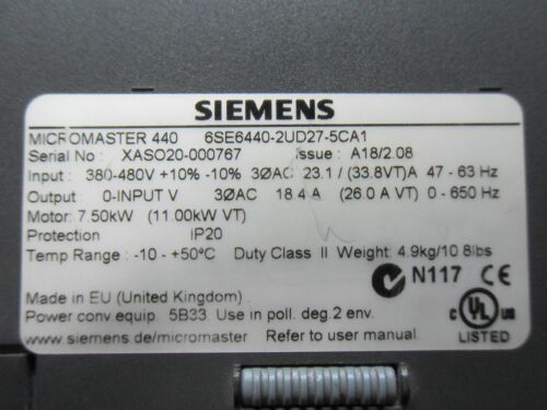 Siemens 6SE6440-2UD27-5CA1 10 HP Drive Parts