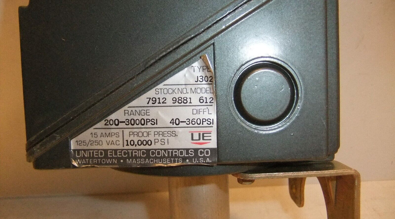 United Electric Pressure Switch J302 612 200-3000 PSI
