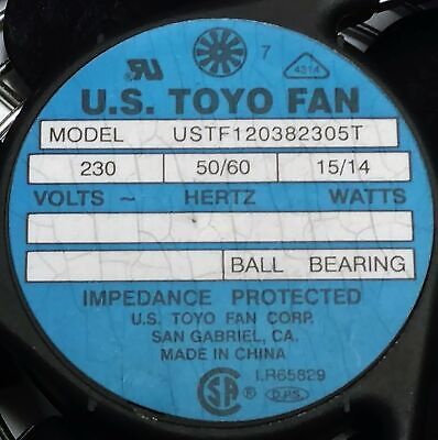 US Toyo USTF120382305T Axial Fan with Stainless Steel Impedance Protector