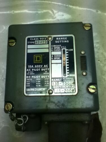 Square D 9012-ADW23 Pressure Switch- No Box