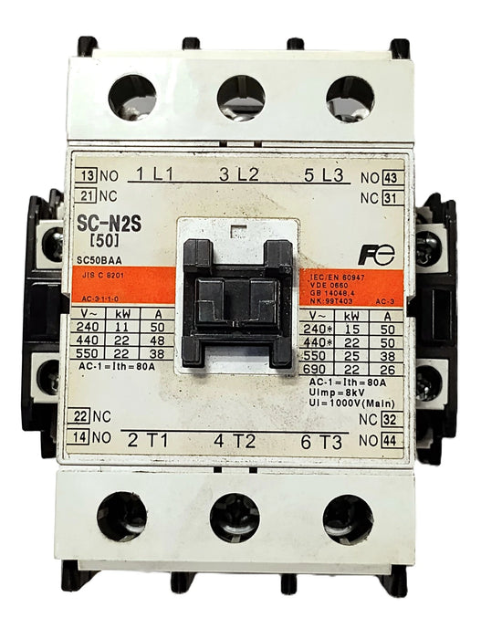 Fuji Electric SC-N2S SC50BAA 600 V AC 50 A Contactor w/ 100-110 V AC Coil