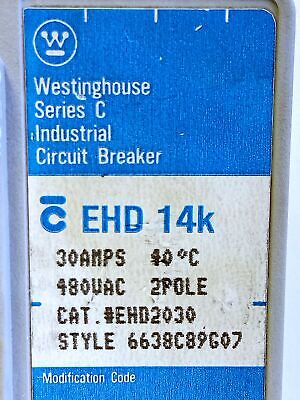 Westinghouse EHD2030 480 V 30 A Industrial Circuit Breaker