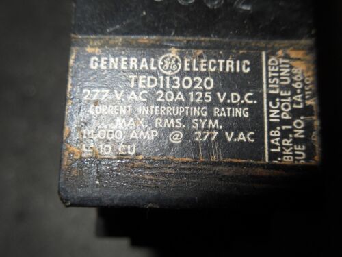 GE TED113020 20A Circuit Breaker