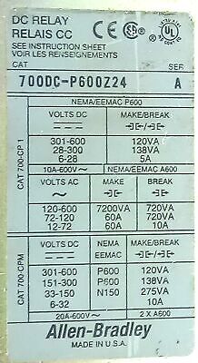 Allen-Bradley 700DC-P600Z24 Direct Drive™ DC Relay w/ 24 V DC Coil