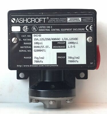 Ashcroft B424B 125/250/480 V AC 15 A 100-1000 PSI Pressure Switch