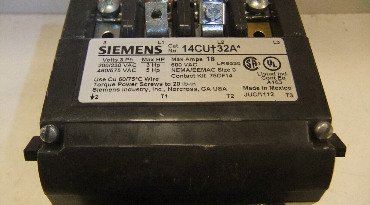 Siemens Size 0 Starter 14CUC32AA Adjustable Overload