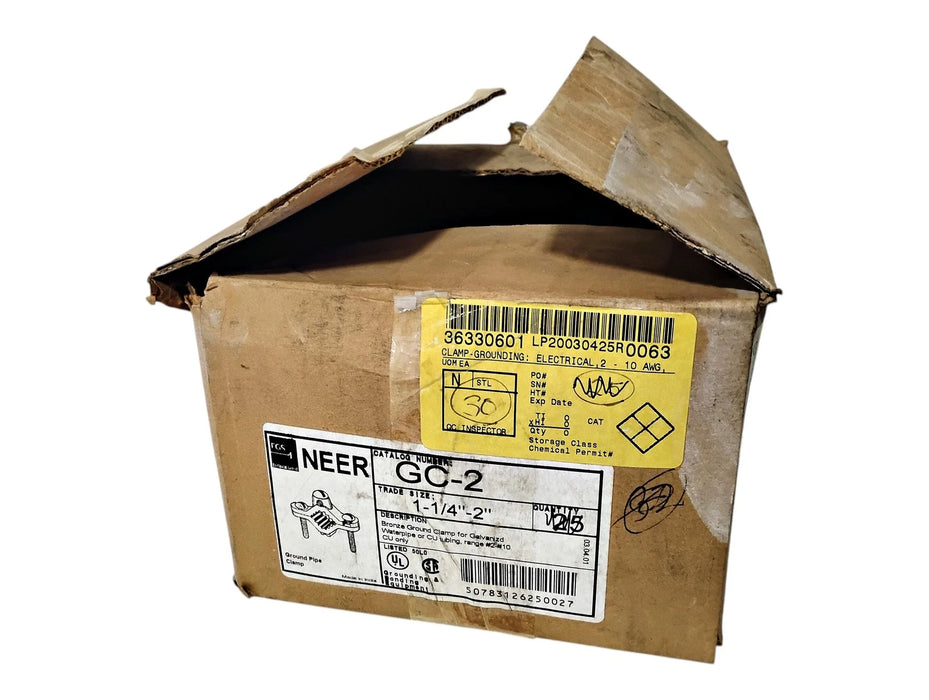 Appleton NEER GC-2 1-1/4"-2" Bronze Ground Clamp for Galvanized Waterpipe or CU
