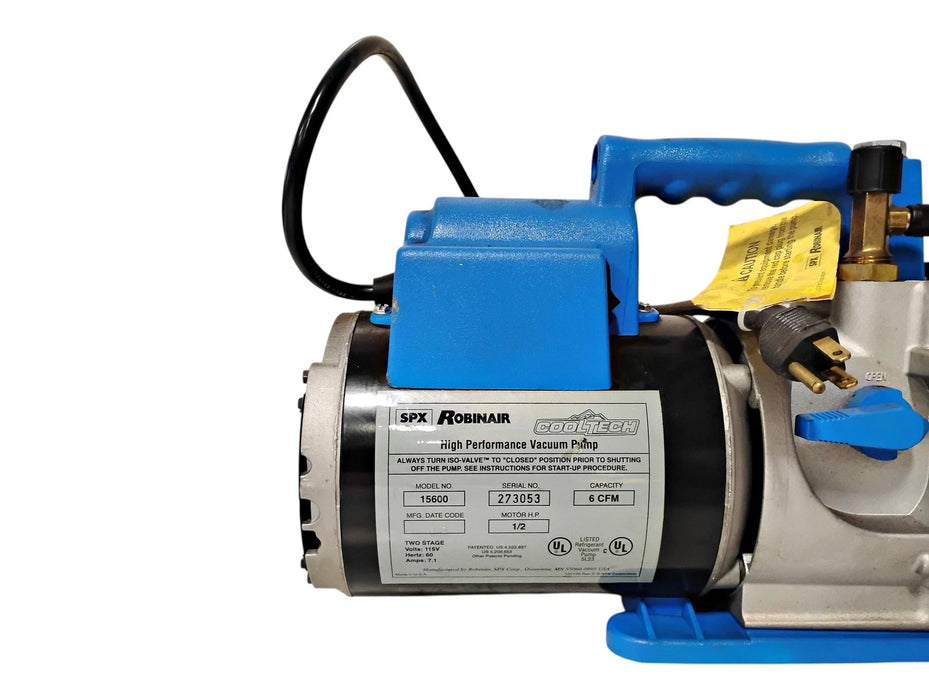 Robinair 15600 115 V 7.1 A 1/2 HP 6 CFM COOLTECH High Performance Vacuum Pump