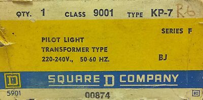 Square D 9001-KP7 Pilot Light w/ 220/240 V AC Transformer and Red Lens