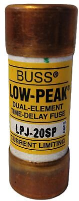 Bussmann LPJ-20SP 600 V AC / 300 V DC 20 A Low-Peak Time-Delay Fuse - Lot of 3