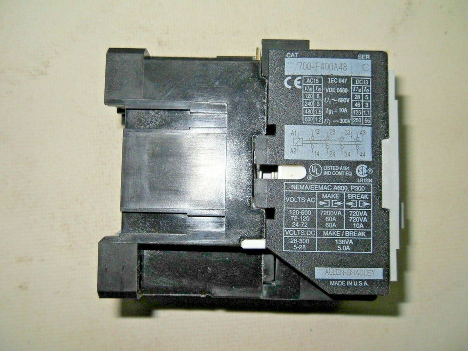 1 Allen-Bradley 700-F400A48 48V Type F Control Relay