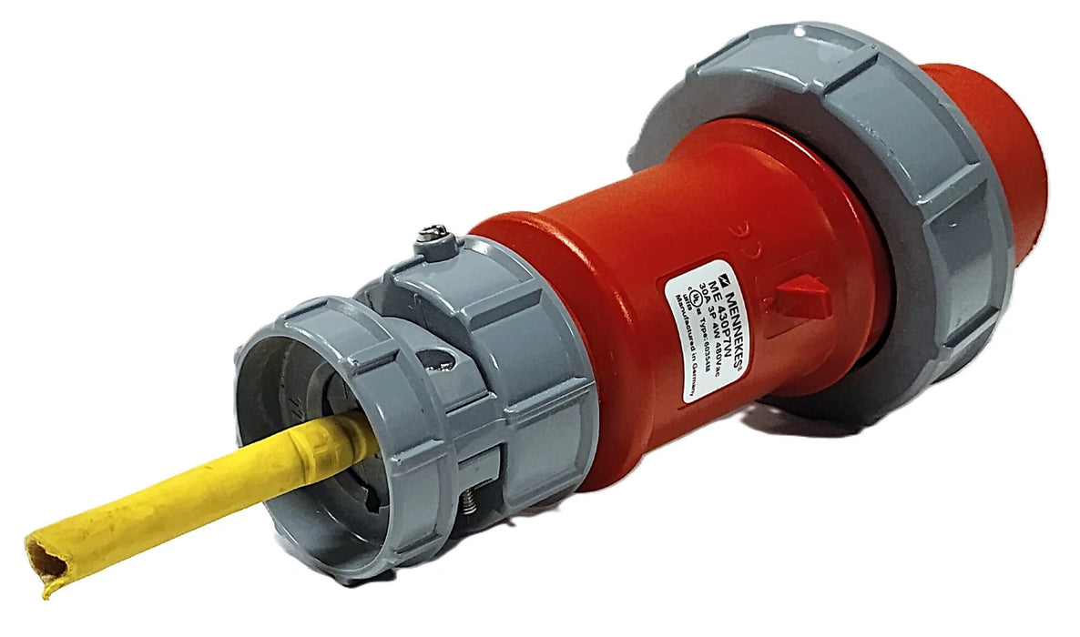 MENNEKES ME 430P7W 480 V AC 30 A 3 Pole 4 Wire Pin and Sleeve Plug