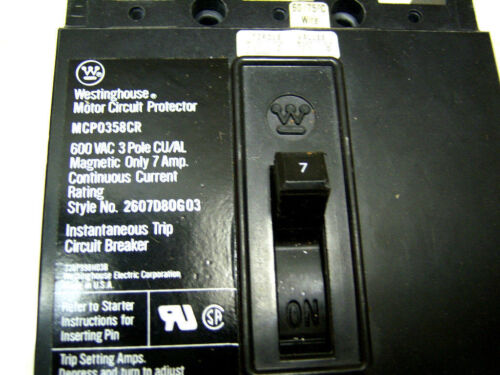 Westinghouse MCP0358CR 7AMP Adj Trip Magnetic Only