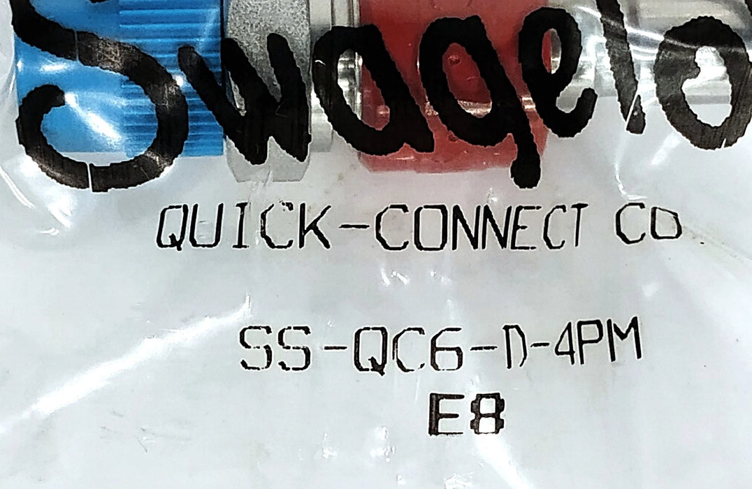 Swagelok SS-QC6-D-4PM 316SS 1/4 in Male NPT 0.5 Cv Quick Connect Stem with Valve