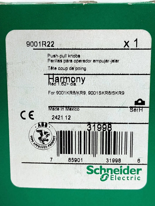 Schneider Electric 9001R22 Red Mushroom Cap for Illuminated Push-Pull Buttons