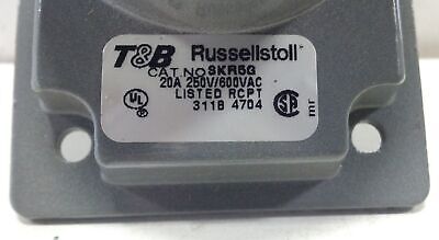 T&B Russellstoll SKR5G 20A 250VDC/600VAC 5-Wire Ever-Lok Grounded Receptacle