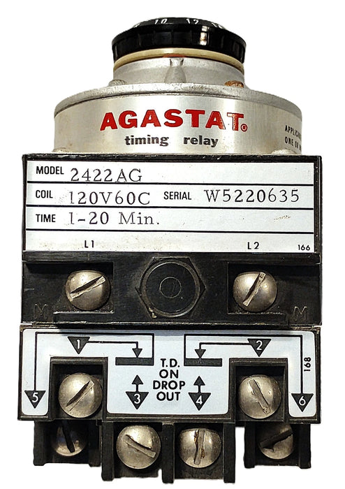 Agastat 2422AG 120 V AC 1-20 min Off-Delay Timing Relay