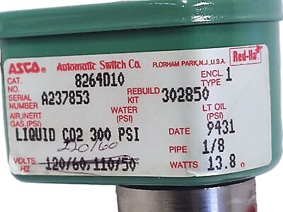 ASCO 8264D10 220VAC Solenoid Valve for Liquid CO‚ÇÇ