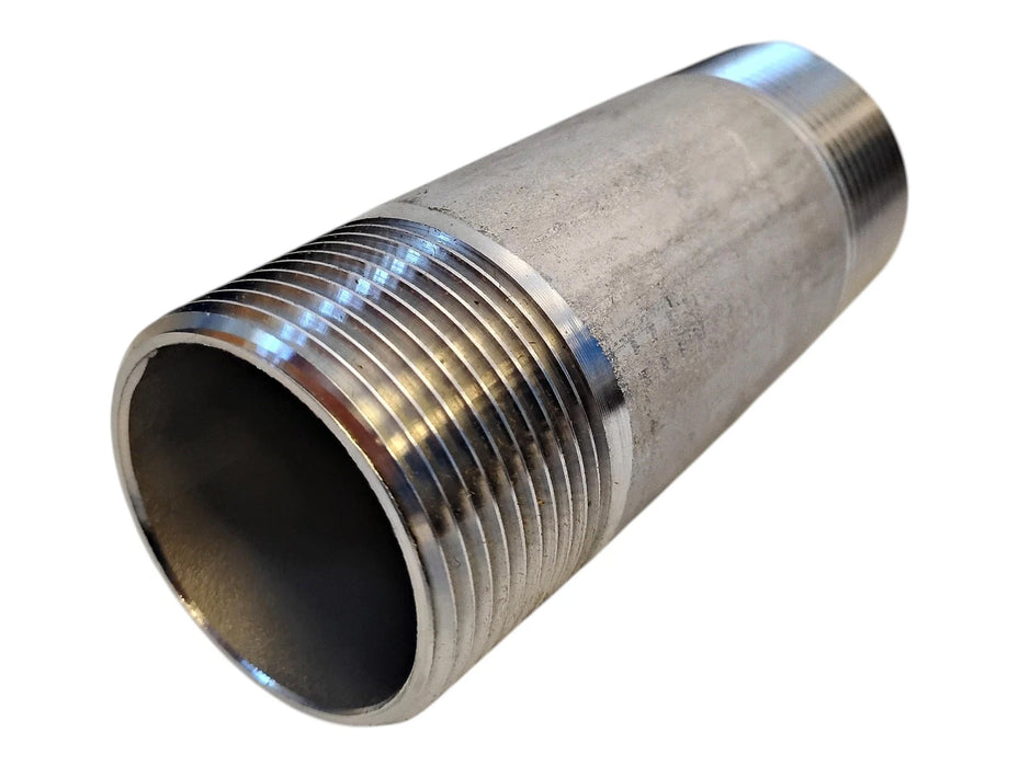 Merit Brass 4020-400 1-1/4" x 4" L MNPT Sch 40 304 Stainless Steel Pipe Nipple