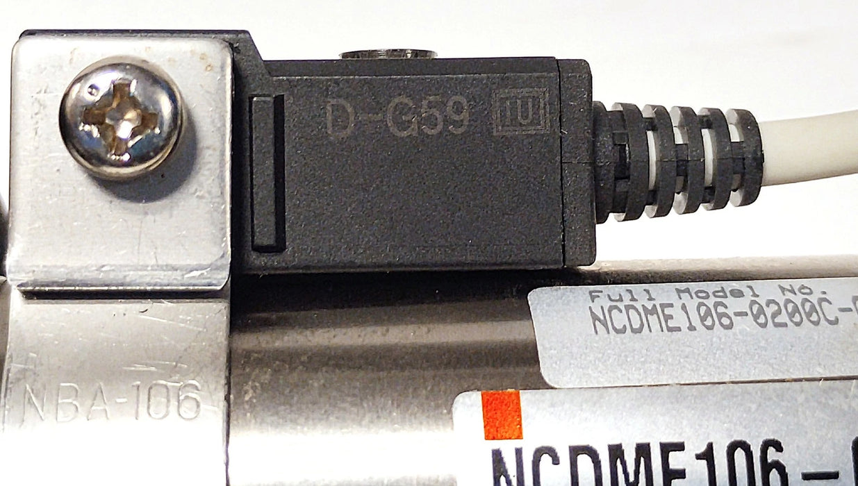 SMC NCDME106-0200C-G59L 250 psi Pneumatic Cylinder w/ Solid State Switches