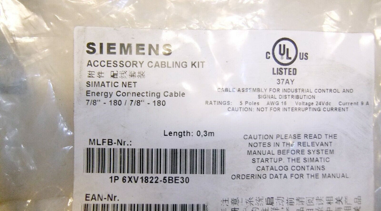Siemens Energy Connecting Cable 1/8" -180 6XV1822-5BE30