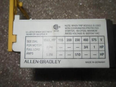 Allen-Bradley 190-P016 Thermal Magnetic Trip Unit for Motor Protection