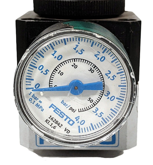 Festo LRP-1/4-10 0.1-10 bar Air Pressure Regulator w/ G1/4 Ports and Gauge