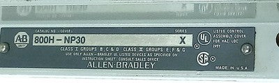 Allen-Bradley 800H-NP30 Top and 800H-1HVX7M1 Bottom NEM 7/9 Switch Enclosure