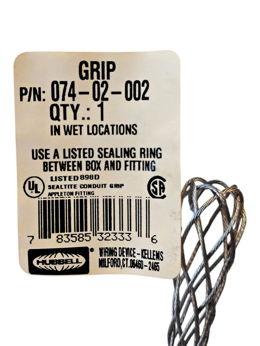 Hubbell 074-02-002 07402002 1/2" Grip for Sealtite or Liquid-tight Flex Conduit