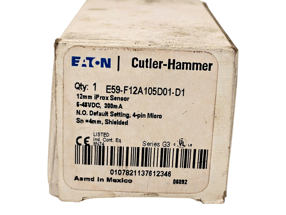 Eaton E59-F12A105D01-D1 6-48 V DC Shielded Inductive Proximity Sensor