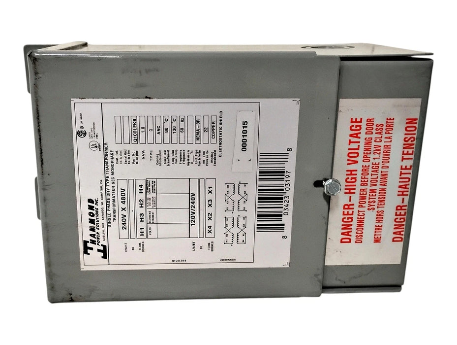 Hammond Q1C0LEKB 240/480 V 120/240 V 1.0 kVA 1 PH NEMA 3R Dry Type Transformer