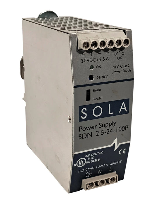 Sola SDN 2.5-24-100P Power Supply w/ 115/230 VAC Input and 24 VDC 2.5 A Ouput