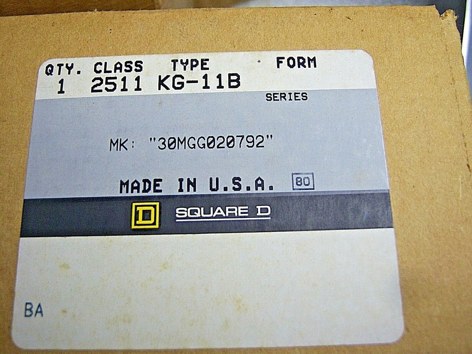 Square D Manual Switch 2511-KG-11B